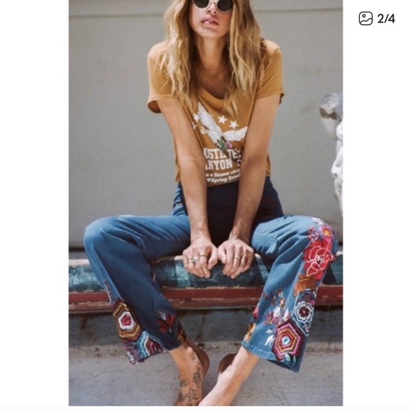 Spell Denim - Embroidered Spell Flower Child RARE XL